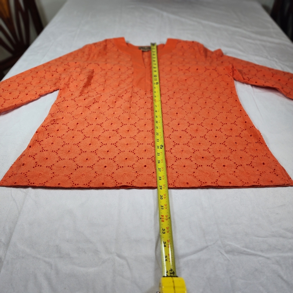 Peck & Peck Weekend Woman Orange Lace Pullover Blouse Shirt Size 16 - Picture 13 of 13